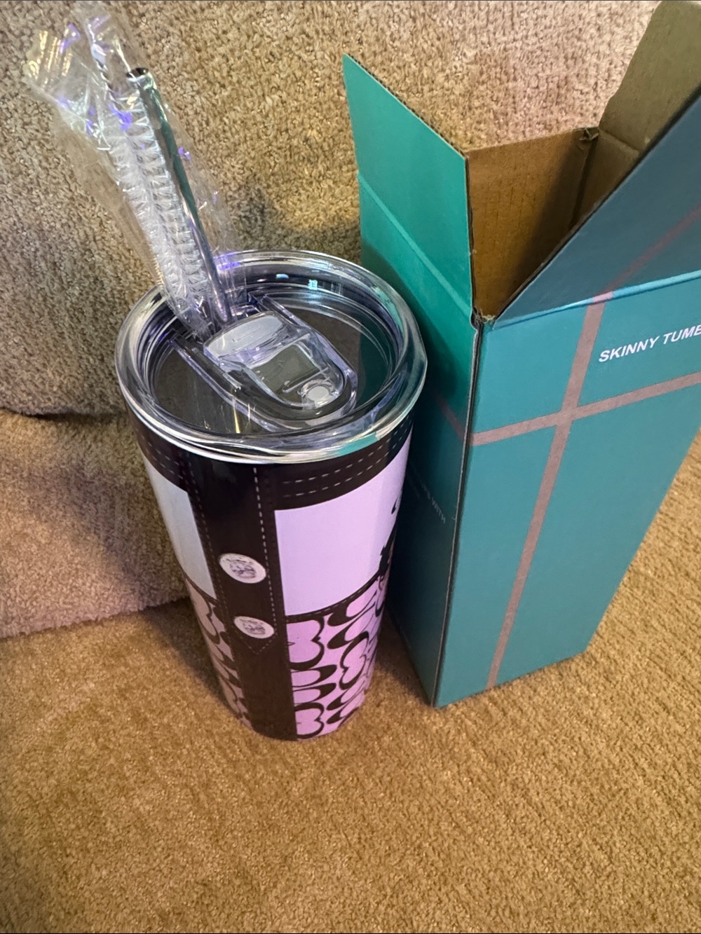 Pink and Black Hand Crafted Skinny Tumbler - Picture 4 of 6